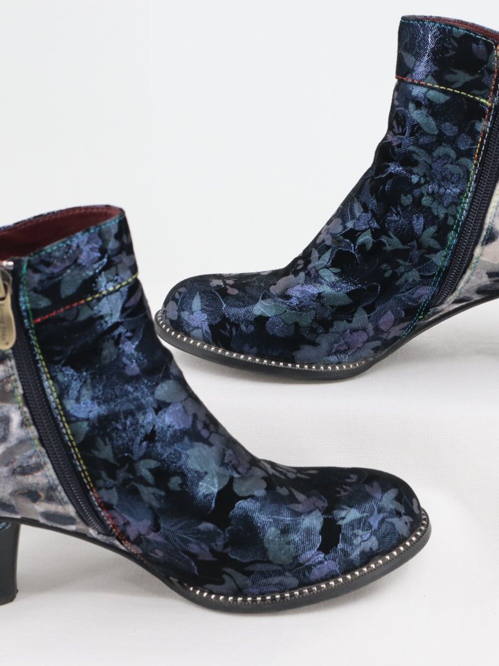 L’Artiste Dessa Hand Painted Leather Leopard Floral Booties EU 39 US 8.5 - Picture 2 of 12